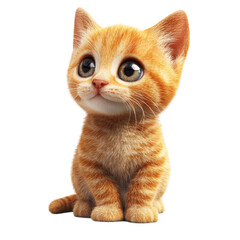 Obraz premium Adorable orange kitten with big eyes sitting down looking up