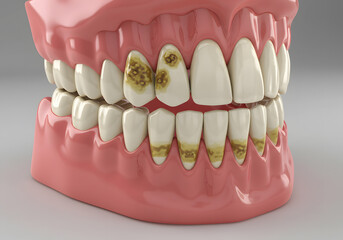 Obraz premium Dental Health: A 3D Model Illustrating Severe Tooth Decay and Gum Disease