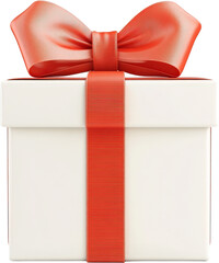 Elegant White Gift Box with Red Bow