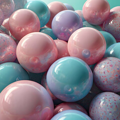 Pastel 3D bubble background, Glossy pastel spheres texture, Abstract colorful bubble art, Smooth and shiny pastel spheres, Modern pastel 3D design, Vibrant abstract bubble texture.