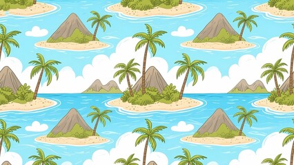 Obraz premium set of tropical beach and palms