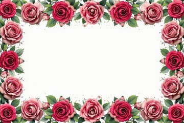 Symmetrical rose motifs inside square frames, creating a grid, textile, vintage, graphics
