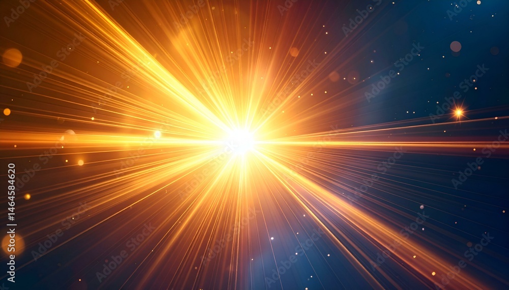 Aufkleber golden light rays burst from a central point, creating a radiant and energetic abstract background. 