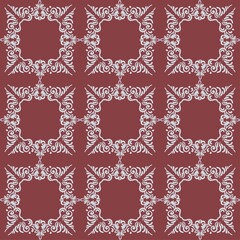 Seamless pattern of ornate handmade arrangements in a light, frivolous style. Ideal for posters, invitations, advertisements in vintage style. Modern digital illustration in flat style