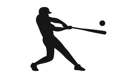 Baseball Player Silhouette Swinging Bat – Sports Action Vector Illustration