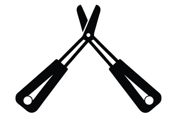 Open black manicure scissors with handle holes is featured against a plain background