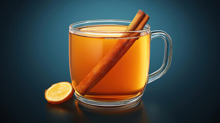 Warm boozy buttered rum drink with cinnamon stick served in glass mug for holiday comfort