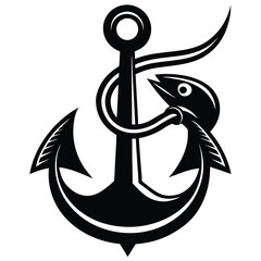 Anchor icon vector Silhouette illustration 
