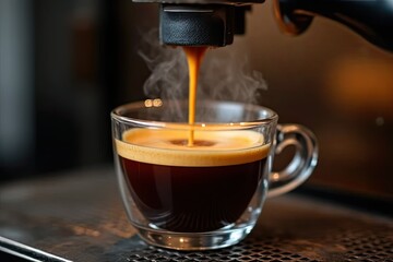 Espresso Shot with Steam in Focus