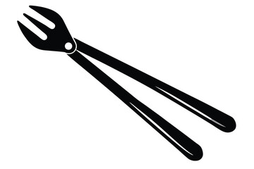 Silhouette shows the asparagus tongs with a forklike end for food preparation or buffet service