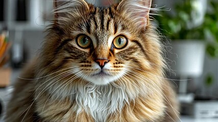 Majestic Maine Coon Cat on Desk
