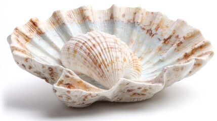 Obraz premium Coastal seashell soap dish isolated on white background. 