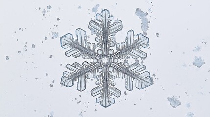 Crystal clear snowflake captured in macro shot.