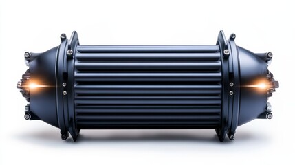 A sleek, futuristic cylinder design emanating a faint glow suggests advanced technology, innovation, and the modern era of engineering and creative design concepts.