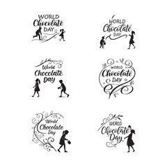 International Chocolate Day handwritten text isolated on white background for World Chocolate Day. 