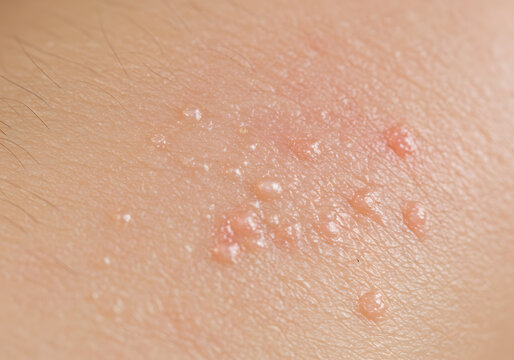 Closeup Detailed View of Human Skin Affected by Chickenpox Lesions  Medical Dermatology Image