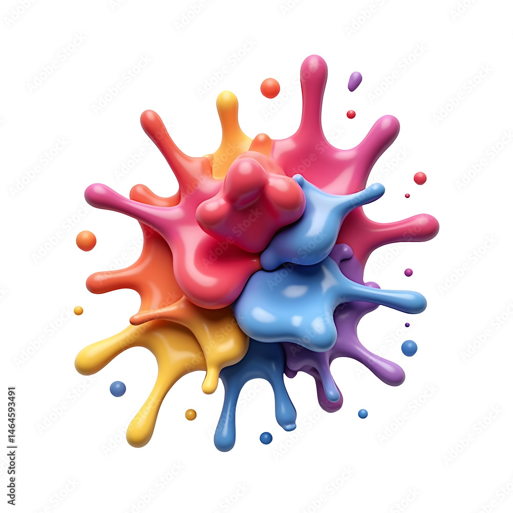 Poster colorful paint splashes create vibrant and dynamic visual display, cut out