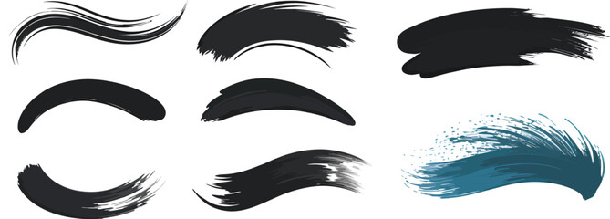 Obraz premium Black and Blue Brush Stroke Set for Artistic Designs