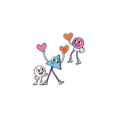 Carton vector happy family with balloons