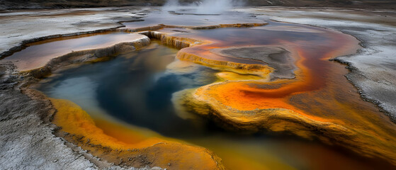 Colorful Geothermal Pools With Vibrant Hues