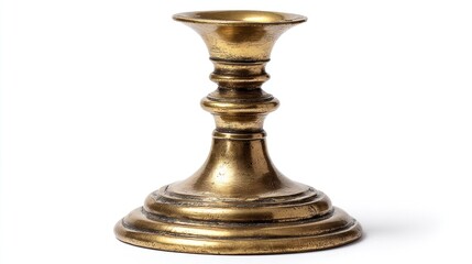 Colonial brass candlestick isolated on white background.  