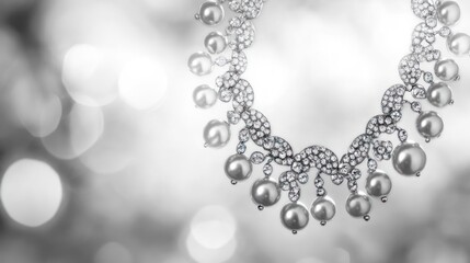 Elegant Pearl and Diamond Necklace: A Sparkling Statement Piece