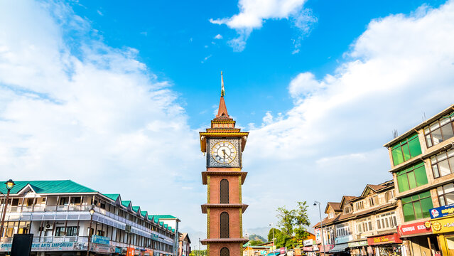 The Ghanta Ghar or Clock Tower at Lal Chowk, Srinagar is one of the main tourist attraction in Jammu and Kashmir, India. It is a big market for the tourists.