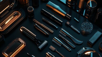 Fototapeta premium Men's Beauty and Health Concept-Various Shaving and Grooming Products.