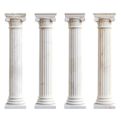 A set of six pristine marble columns, embodying the grandeur of ancient Greece, isolated on a clean white background (5)