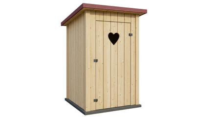Isolated Wooden Outhouse with Heart