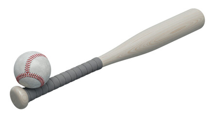 Isolated Baseball Bat and Ball