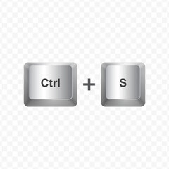Keyboard Button, Vector illustration of shortcut Ctrl S on white color and transparent background