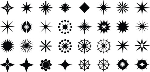 Sparkle vector set, hand-drawn shining stars, comic burst elements, glowing sparkling star highlight. Dynamic light flash, twinkle star, firework effect