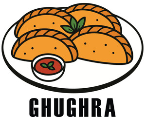 Ghughra Indian Snack Vector Illustration Clipart
