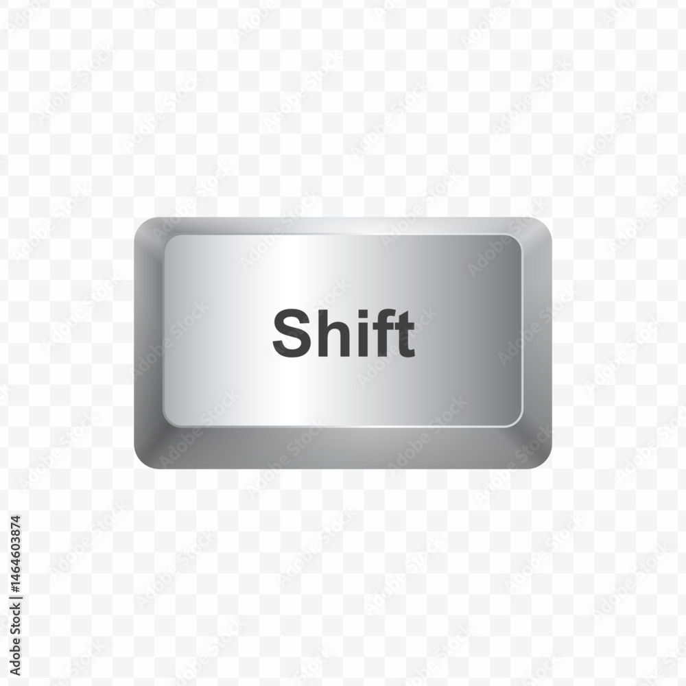 Poster keyboard button, vector illustration of shift button on white colors and transparent background