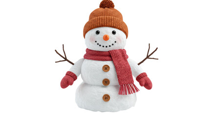 Isolated Snowman with Scarf and Hat