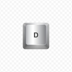 Keyboard Button, Vector illustration of letter d button on white colors and transparent background