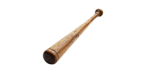 Vintage Wooden Baseball Bat. Classic Sports Equipment For Baseball Enthusiasts Isolated On Transparent Background