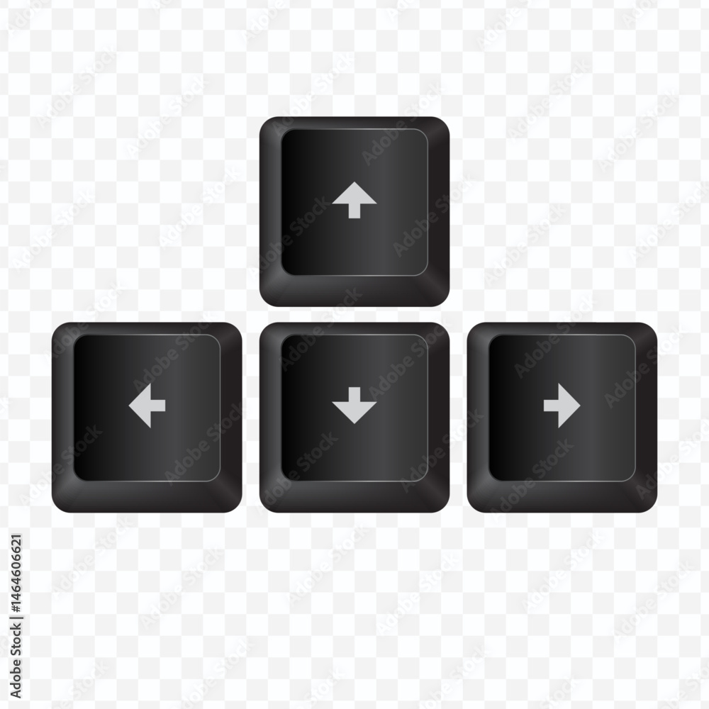 Poster keyboard button, vector illustration of direction on dark color and transparent background
