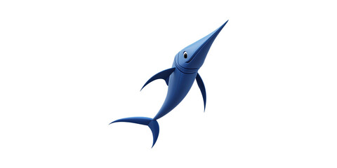Obraz premium Blue Cartoon Swordfish Illustration. Marine Life And Oceanic Themes Isolated On Transparent Background
