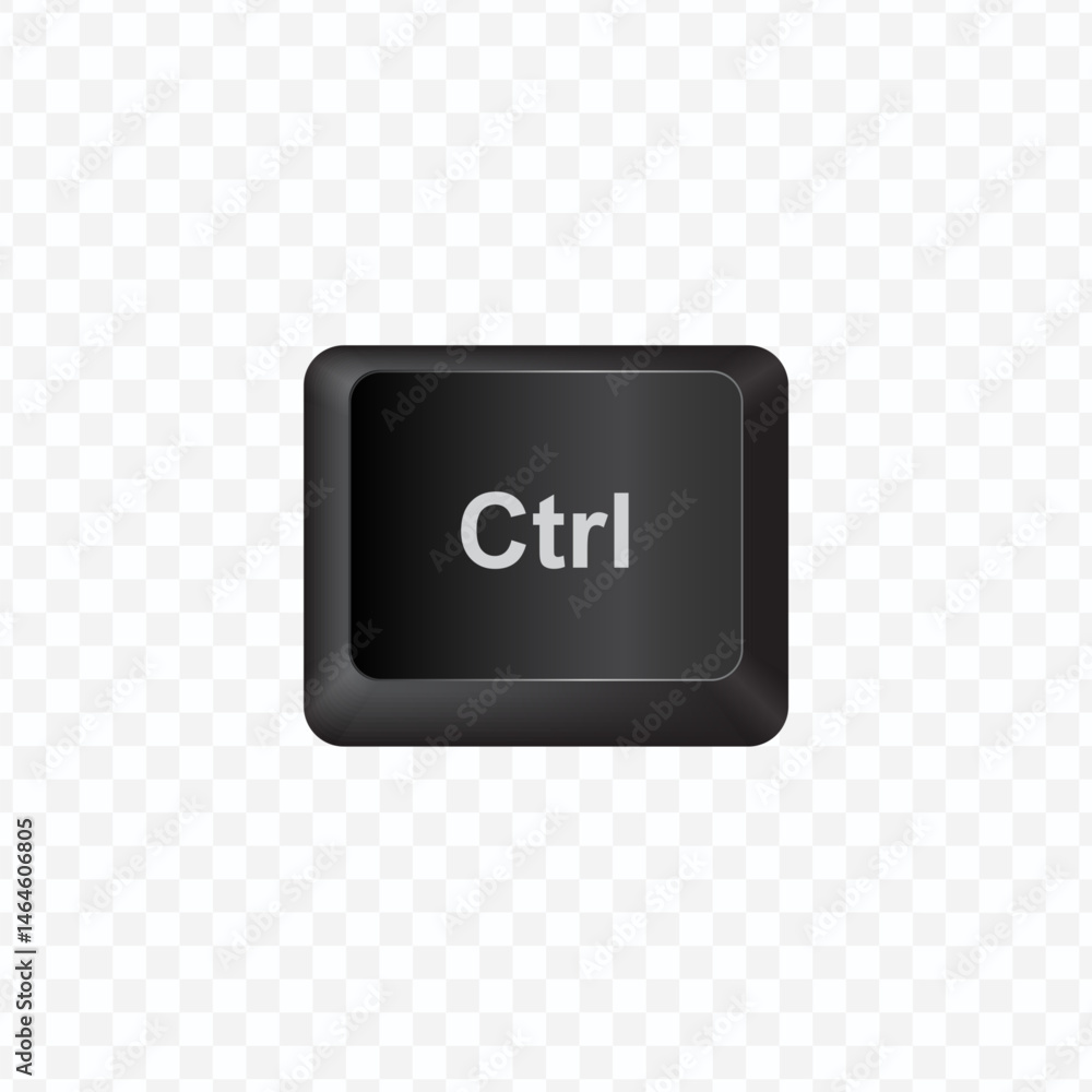 Poster keyboard button, vector illustration of ctrl on dark color and transparent background
