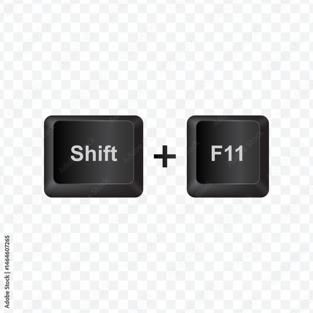 Fototapete keyboard button, vector illustration of shortcut shift f11 on dark color and transparent background