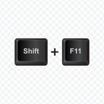 Keyboard Button, Vector illustration of shortcut Shift F11 on dark color and transparent background