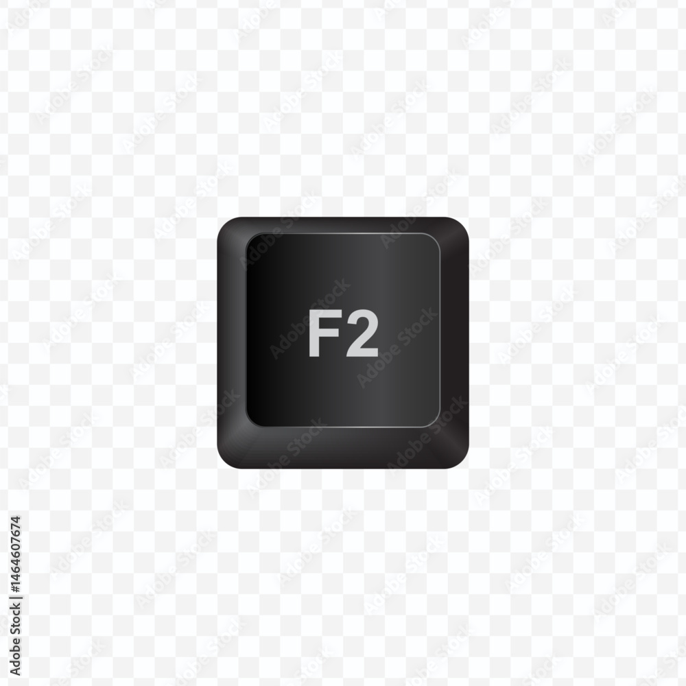 Poster keyboard button, vector illustration of f2 on dark color and transparent background