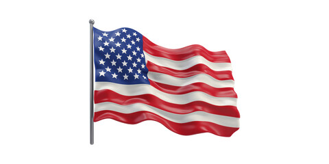 Fototapeta premium Waving American Flag Illustration. Symbol Of Patriotism And National Pride Isolated On Transparent Background
