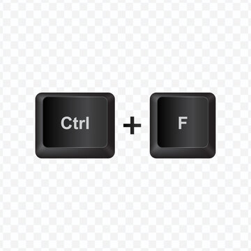 Keyboard Button, Vector illustration of shortcut Ctrl and F on dark color and transparent background