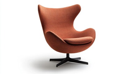 Contemporary egg-shaped swivel chair isolated on white background.  