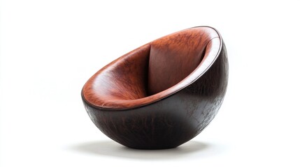 Contemporary egg-shaped swivel chair isolated on white background.  