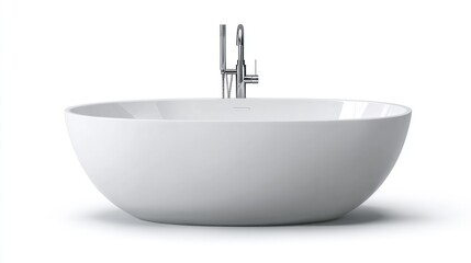 Contemporary freestanding bathtub isolated on white background  