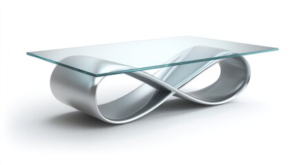 Contemporary glass coffee table isolated on white background 